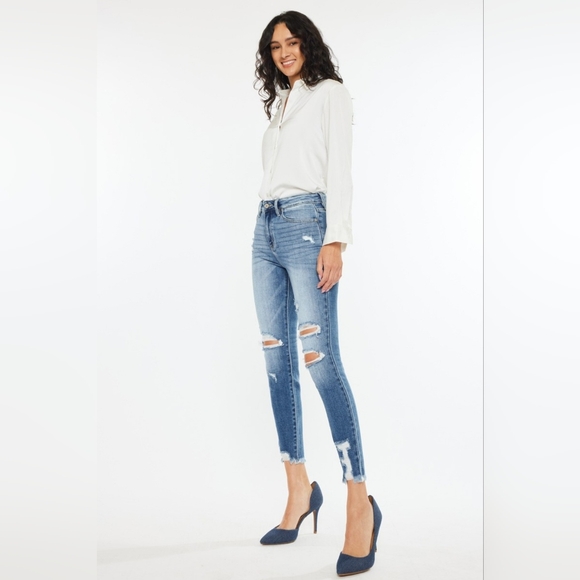 Kancan High Rise Frayed Ankle Skinny Jeans - Picture 3 of 7